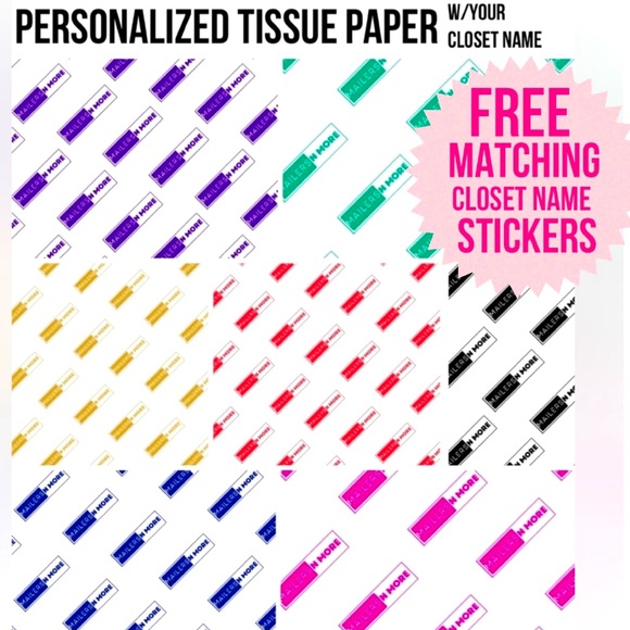 400 TOTAL 100 Custom Packaging Tissue w/ closet name + 300 Custom stickers 🏷️ - Picture 1 of 17